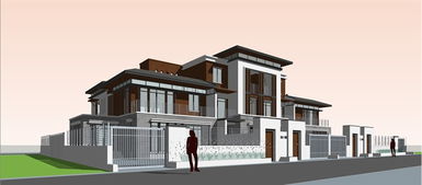 新古典联排别墅住宅建筑设计su精品模型